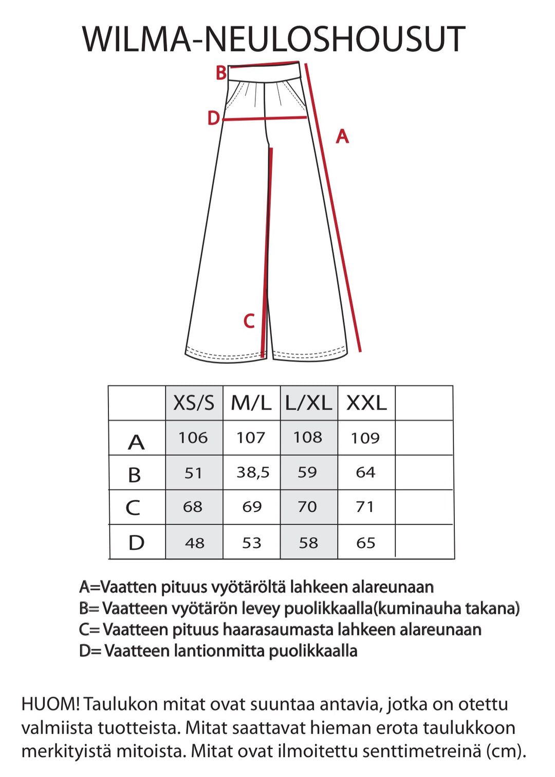 Wilma-neuloshousut Muru-kuosilla