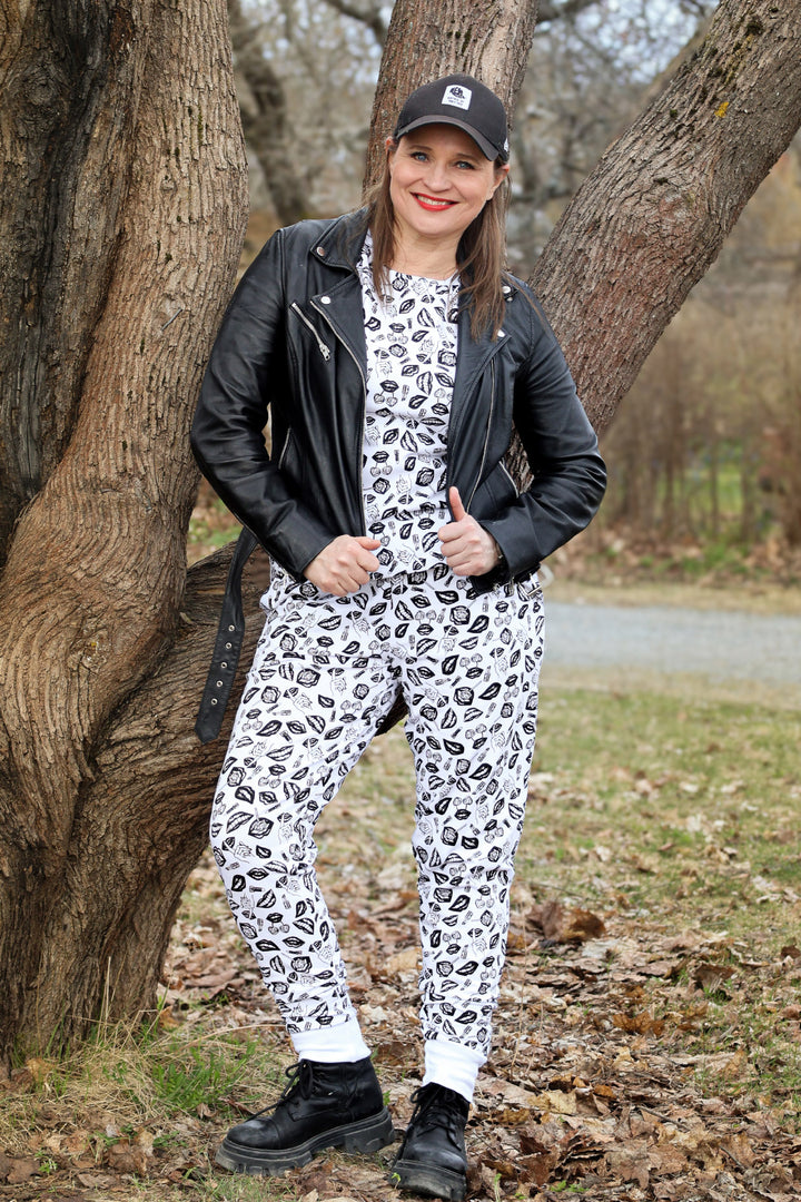 Erika-collegehousut POP-kuosilla