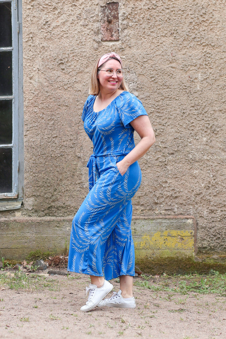 Siniharmaa Jasmine-neuloshaalari Siivet-kuosilla koossa M/L.