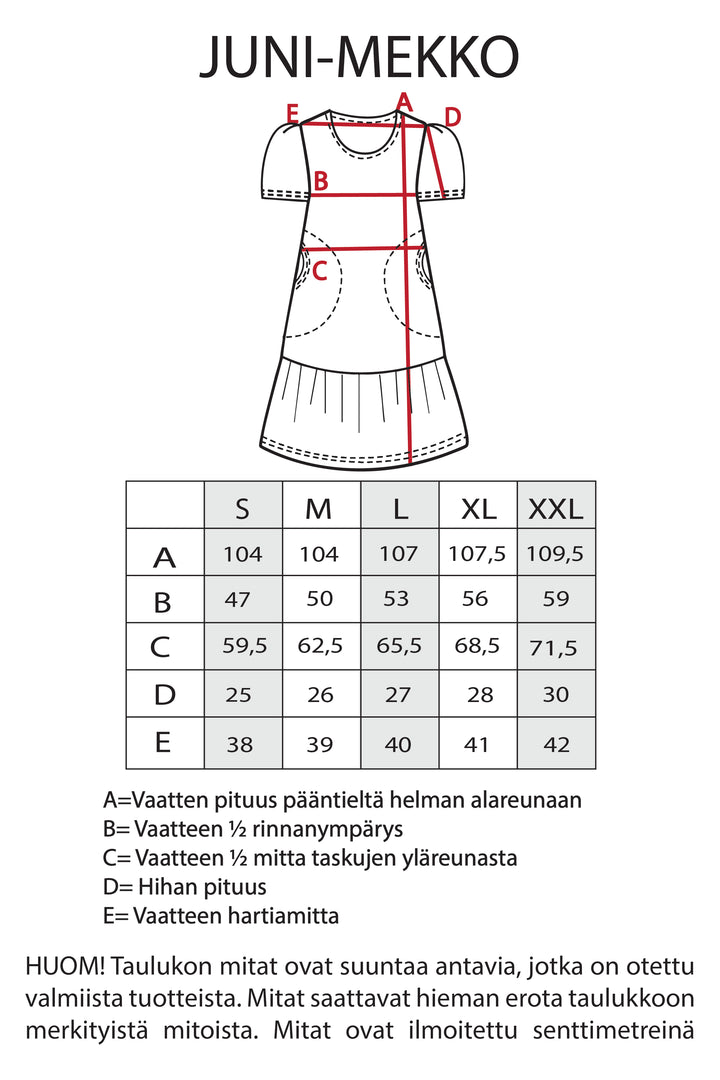 Juni-neulosmekko POP-kuosilla