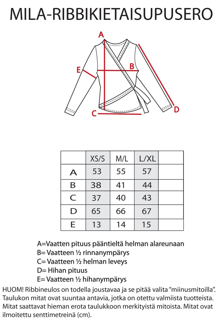 Mila-ribbikietaisupusero 100% merinovillaa