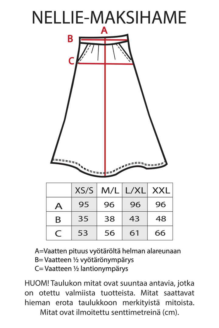 Nellie-maksihame Muuttolinnut-kuosilla
