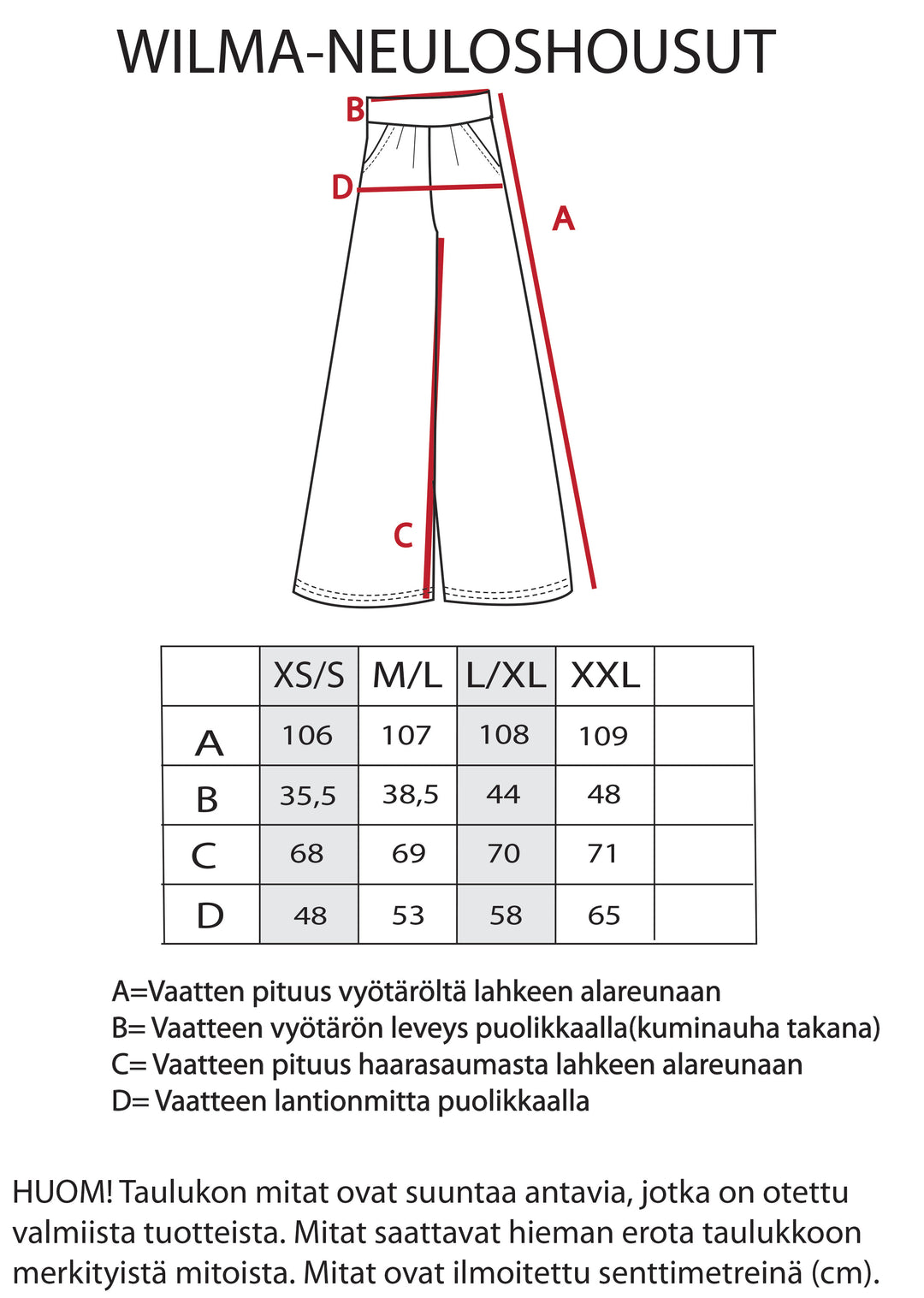 Wilma-neuloshousut Muru-kuosilla