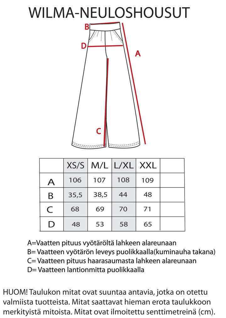 Wilma-neuloshousut Muru-kuosilla