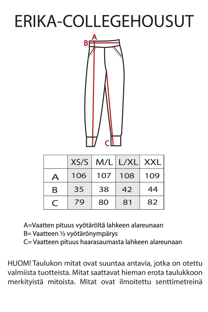 Erika-collegehousut yksivärinen